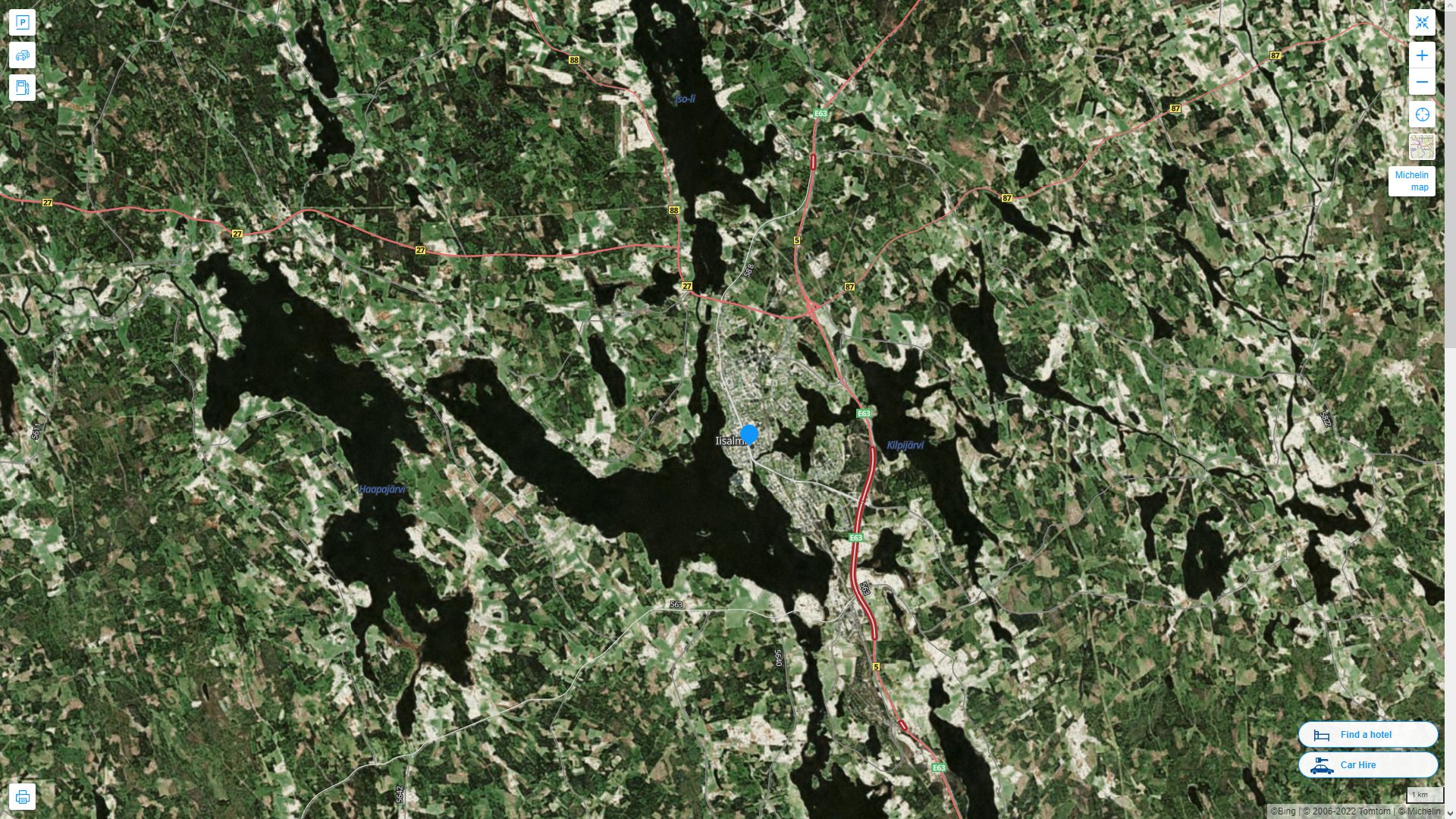 Iisalmi Highway and Road Map with Satellite View